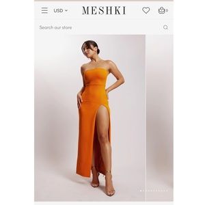 Meshki Rachel Maxi Slit Dress in Orange